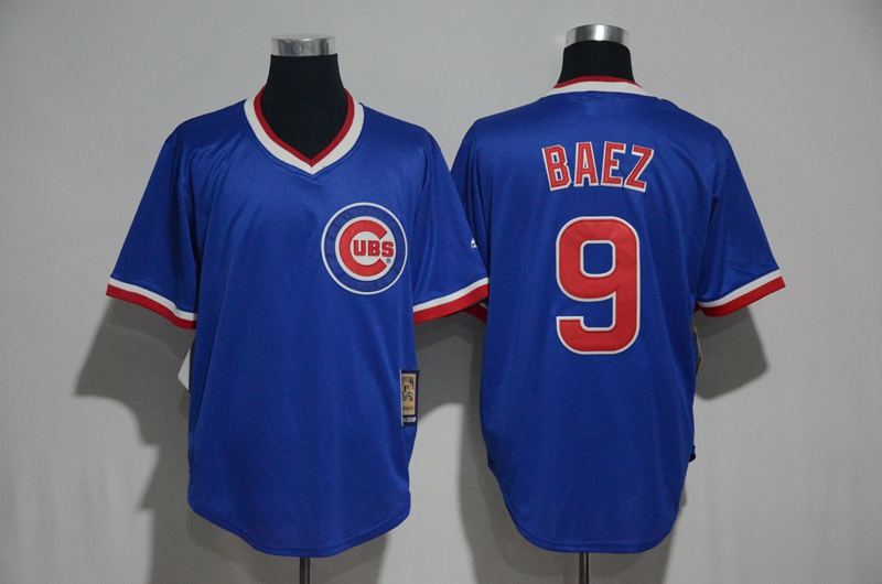 2017 MLB Chicago Cubs #9 Baez Blue Throwback Jersey->atlanta braves->MLB Jersey